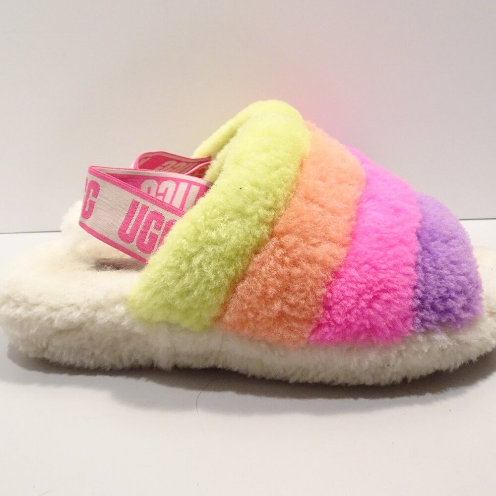 UGG Womens Size 7 Slipper Rainbow Fluff Yeah Slide Shearling Sheepskin